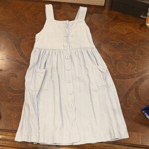 Maisonette Maison Me Light Blue Button-Front Dress, linen/viscose blend, 4T